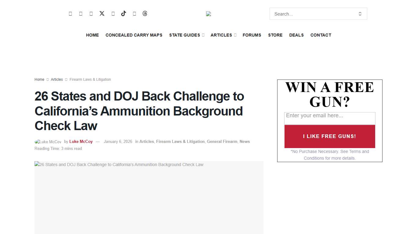 26 States and DOJ Back Challenge to California’s Ammunition Background Check Law - USA Carry
