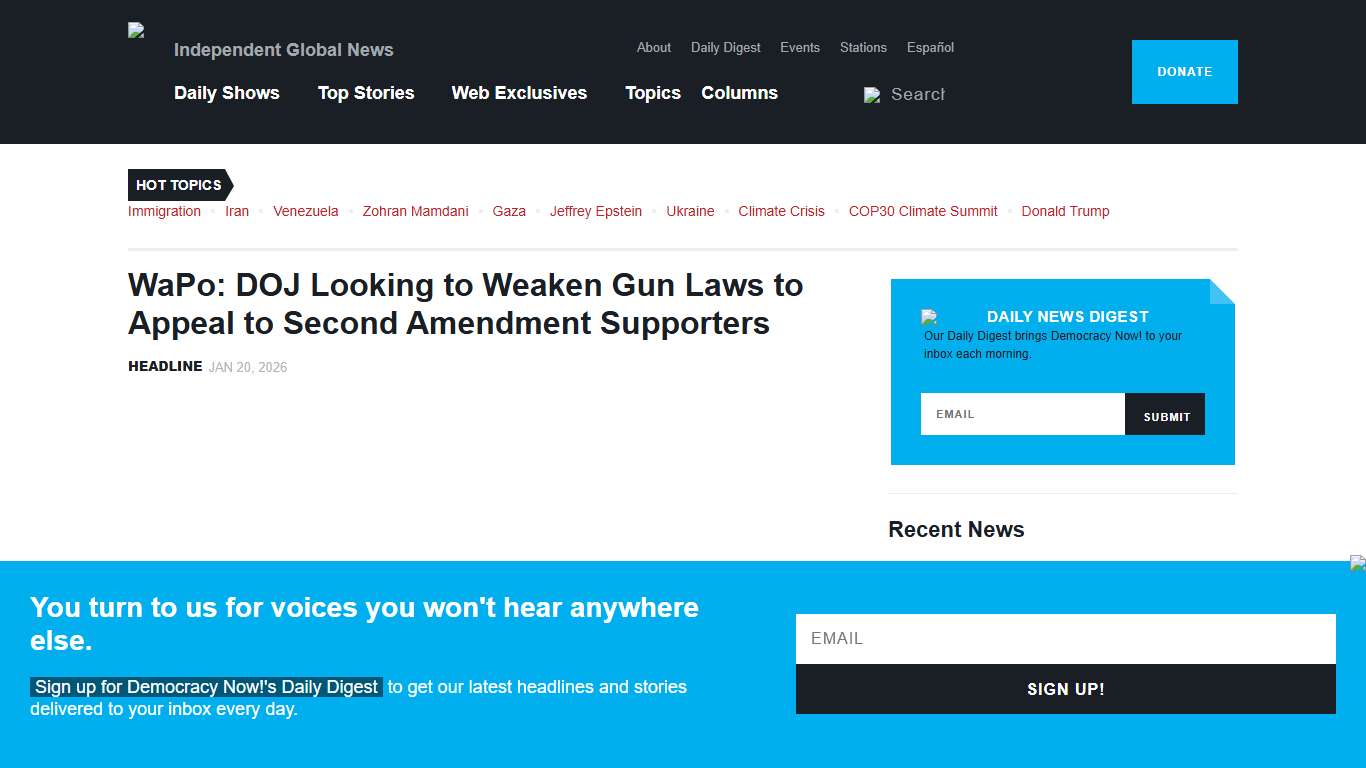 WaPo: DOJ Looking to Weaken Gun Laws to Appeal to Second Amendment Supporters | Democracy Now!