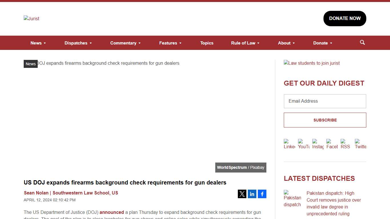 US DOJ expands firearms background check requirements for gun dealers - JURIST - News