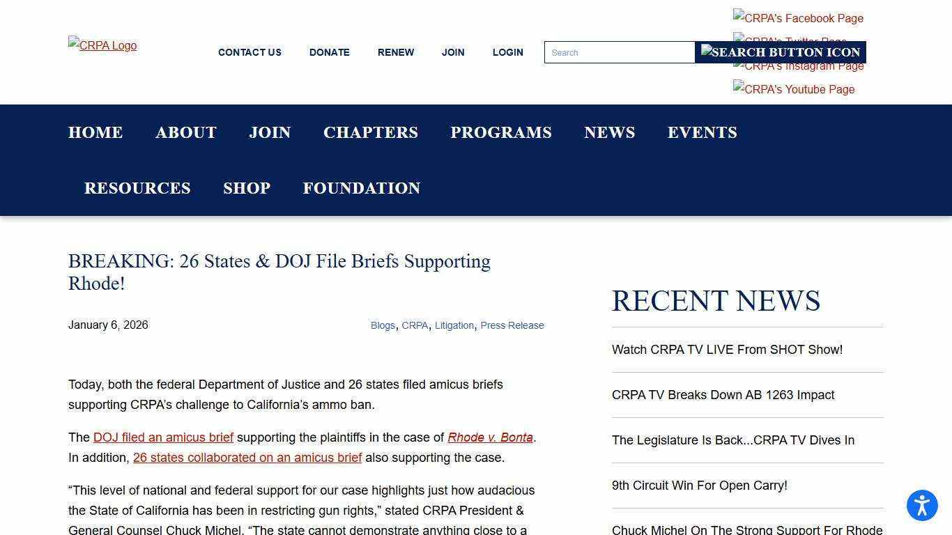 BREAKING: 26 States & DOJ File Briefs Supporting Rhode! - CRPA