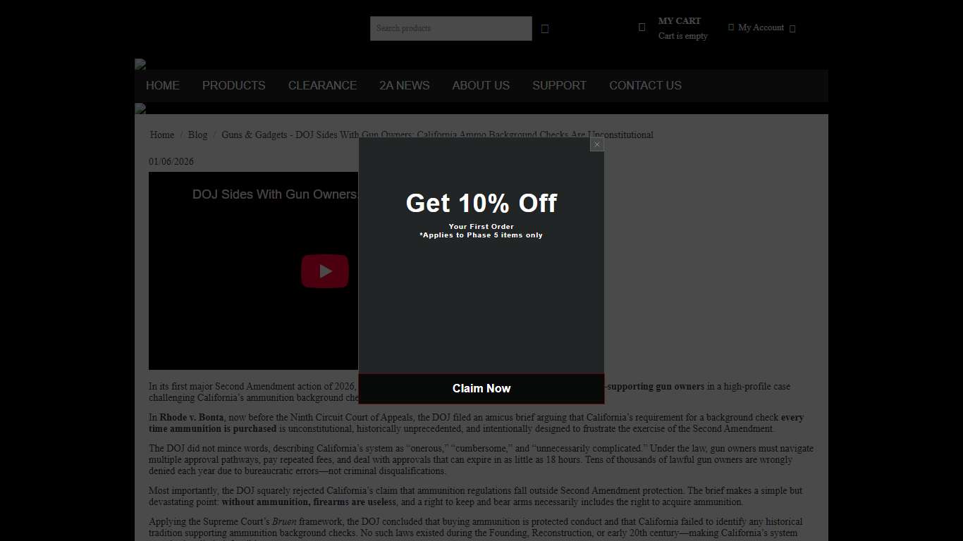 DOJ Backs Gun Owners, Calls California Ammo Background Checks Unconstitutional